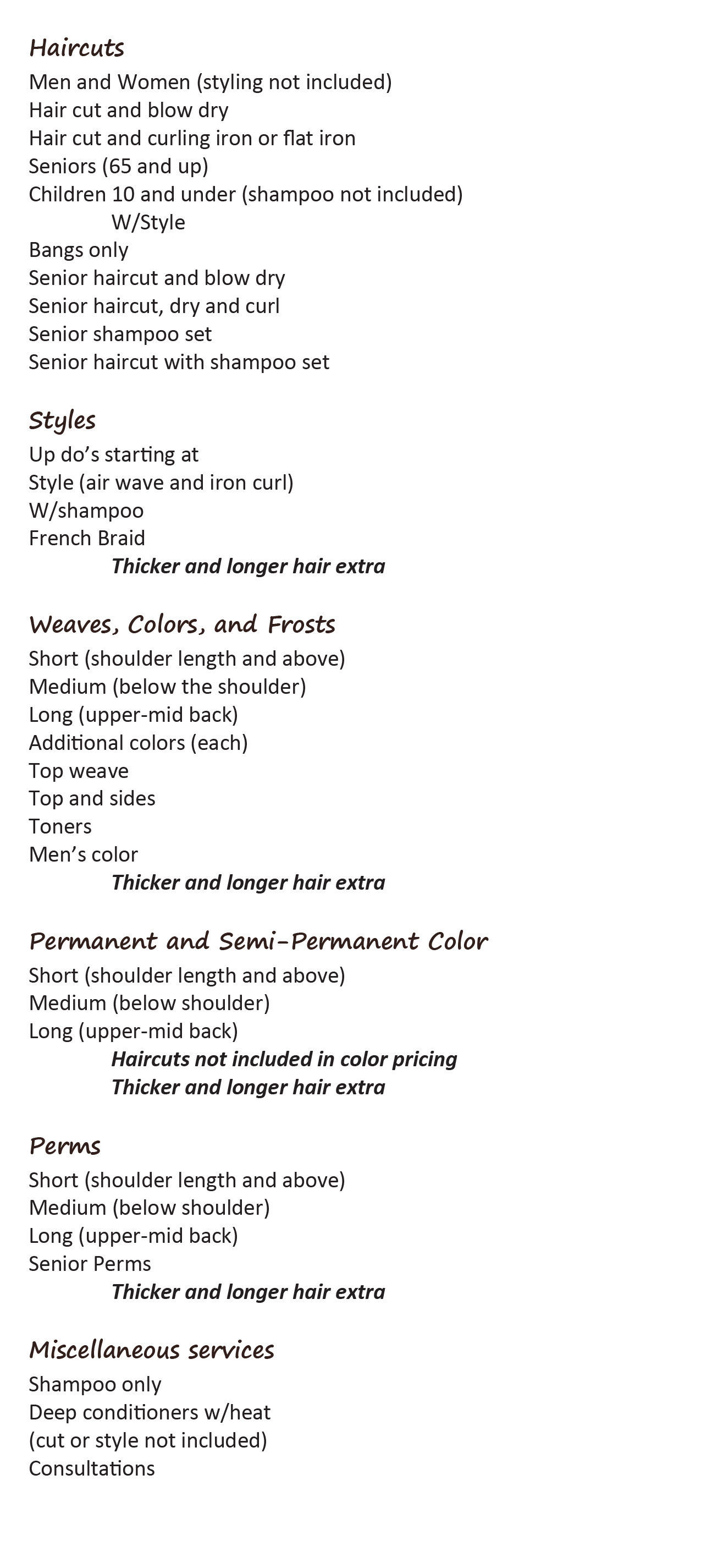 Great pricing at Absolute Hair Boutique